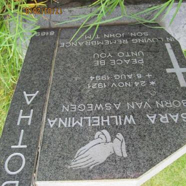 BOTHA Sara Wilhelmina nee VAN ASWEGEN 1921-1994