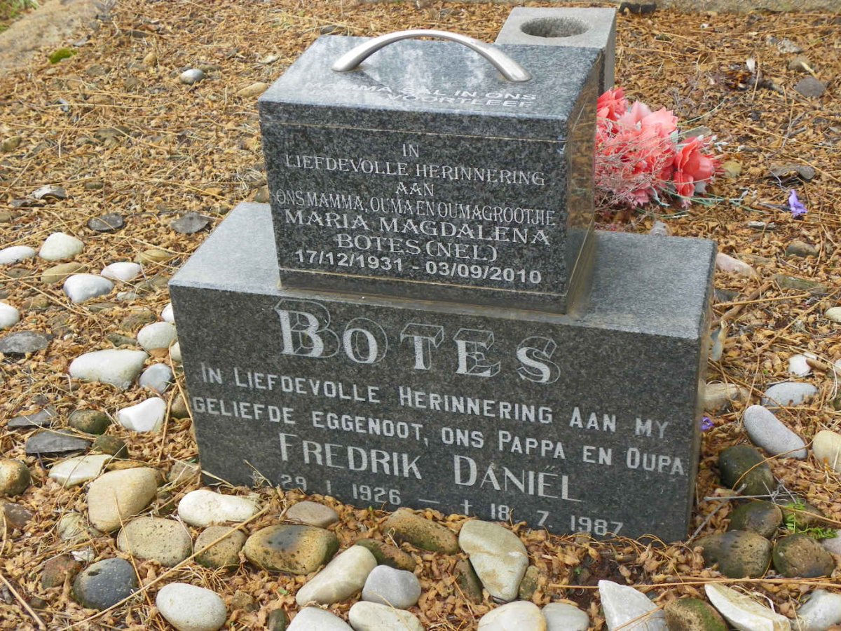 BOTES Fredrik Daniel 1926-1987 &amp; Maria Magdalena NEL 1931-2010