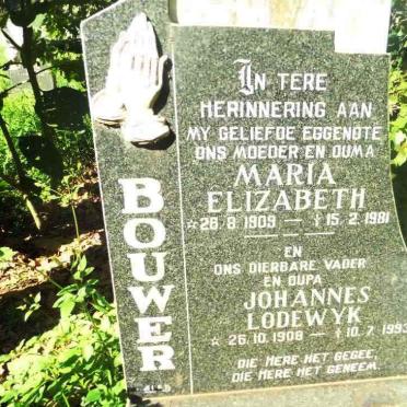 BOUWER Johannes Lodewyk 1908-1993 &amp; Maria Elizabeth 1909-1981