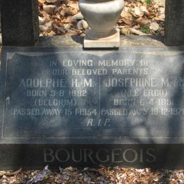 BOURGEOIS Adolphe H.M. 1892-1954 &amp; Josephine M.M. ERGO 1891-1976