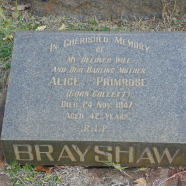 BRAYSHAW Alice Primrose nee COLLETT -1947