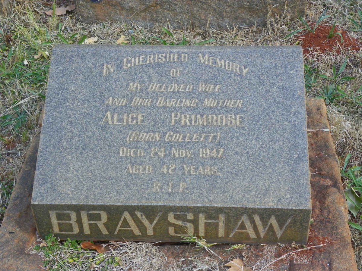 BRAYSHAW Alice Primrose nee COLLETT -1947