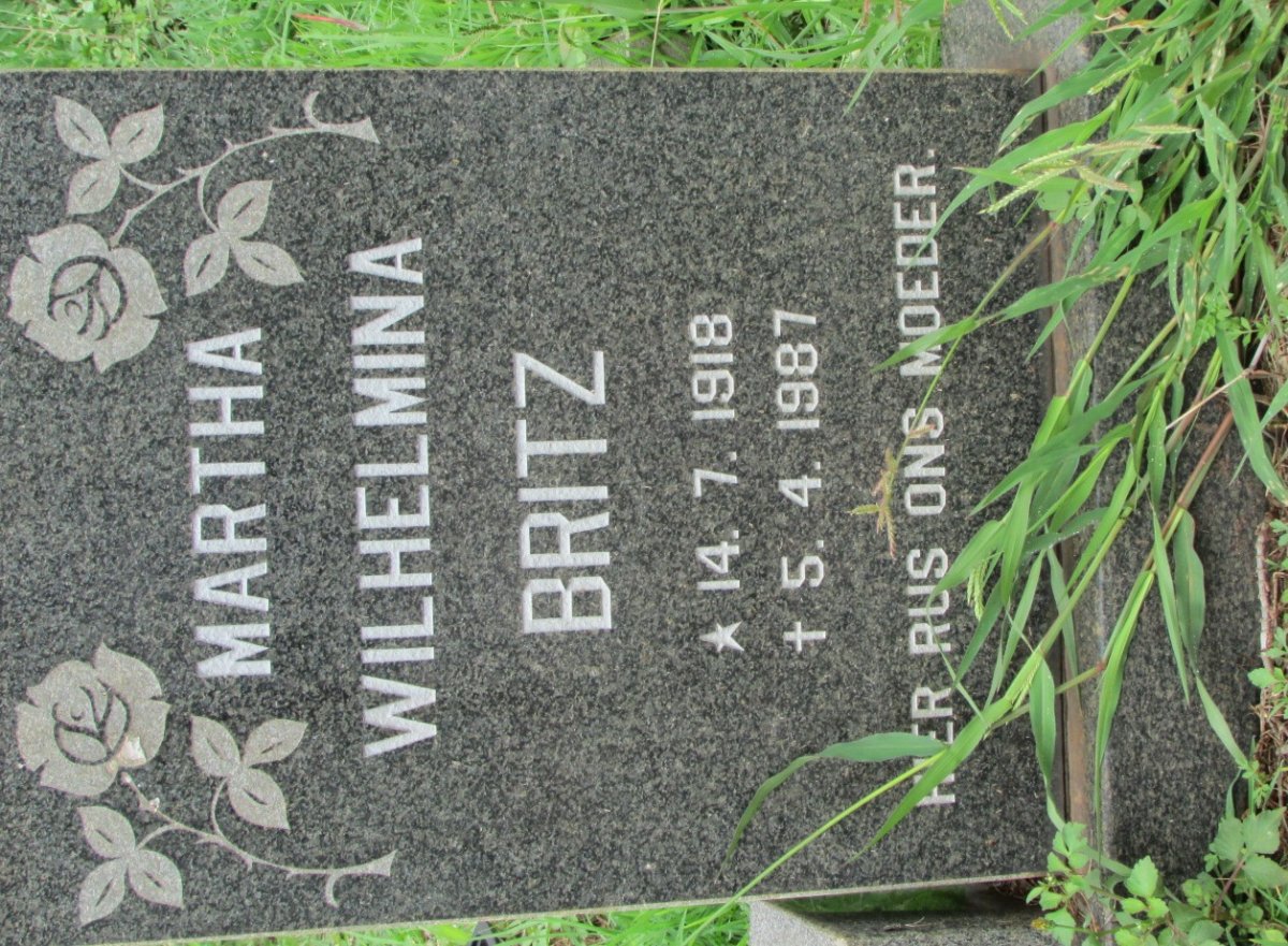 BRITZ Martha Wilhelmina 1918-1987