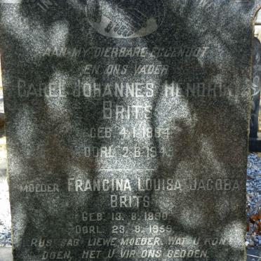 BRITS Carel Johannes Hendrik 1884-1945 &amp; Francina Louisa Jacoba 1890-1959