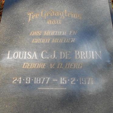 BRUIN Louisa C.J. de nee V.D. BERG 1877-1971 :: BERRY H.E.J. 1939-1979