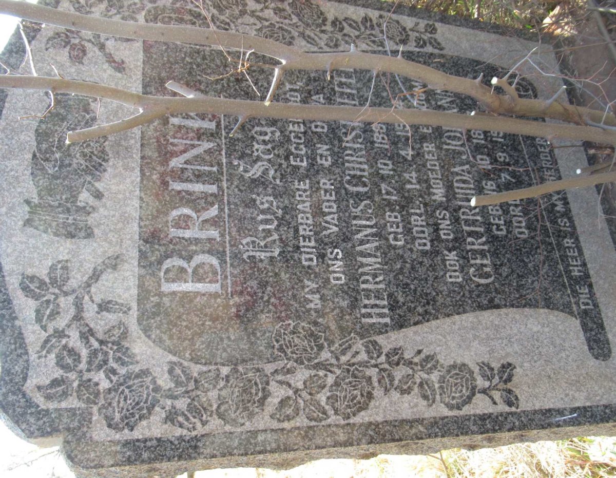 BRINK Hermanus Christoffel 1884-1964 &amp; Gertruida Johanna 1897-19??