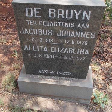 BRUYN Jacobus Johannes, de 1913-1976 &amp; Aletta Elizabetha 1920-1977