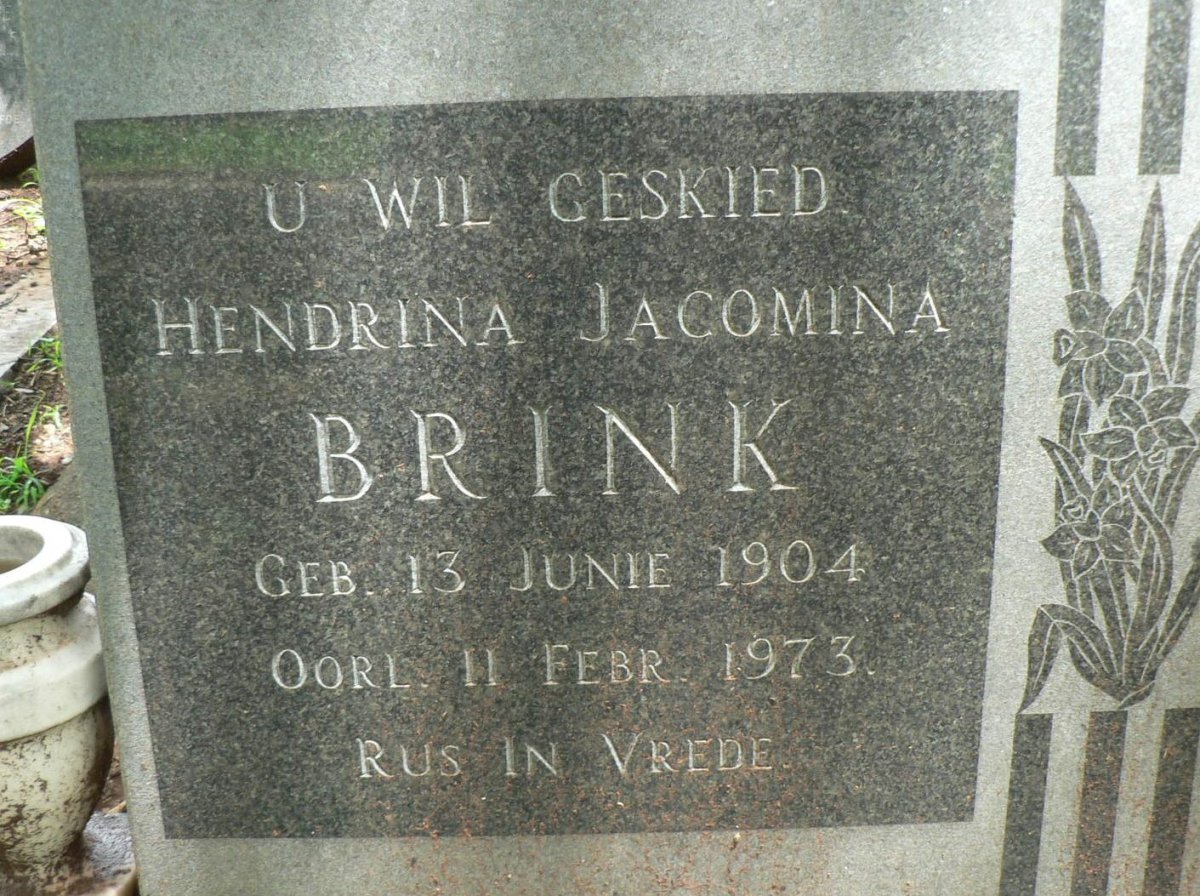 BRINK Hendrina Jacomina 1904-1973