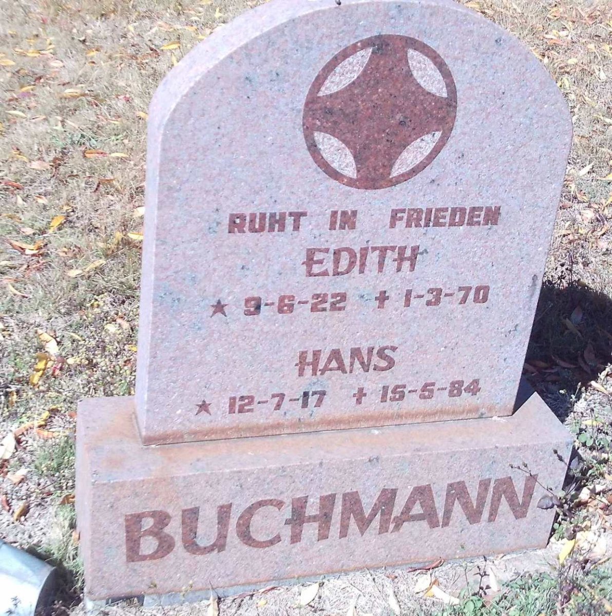 BUCHMANN Hans 1917-1984 &amp; Edith 1922-1970