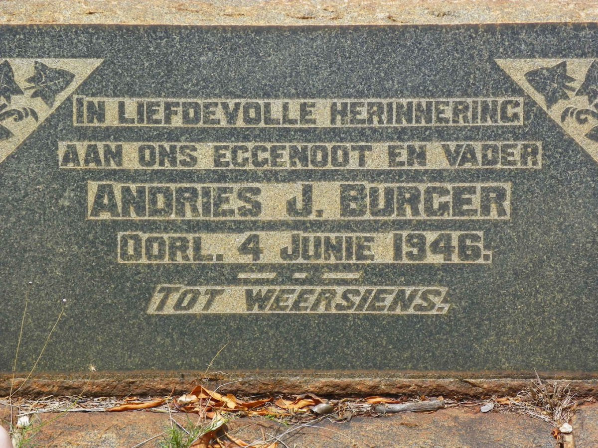 BURGER Andries J. -1946