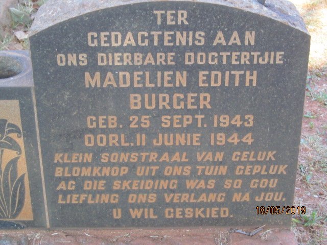 BURGER Madelien Edith 1943-1944
