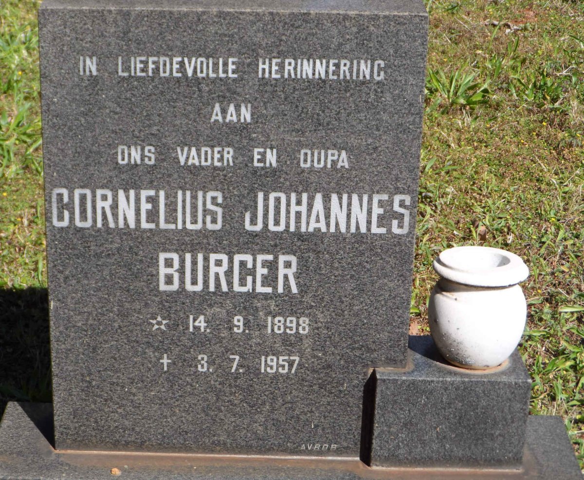 BURGER Cornelius Johannes 1898-1957