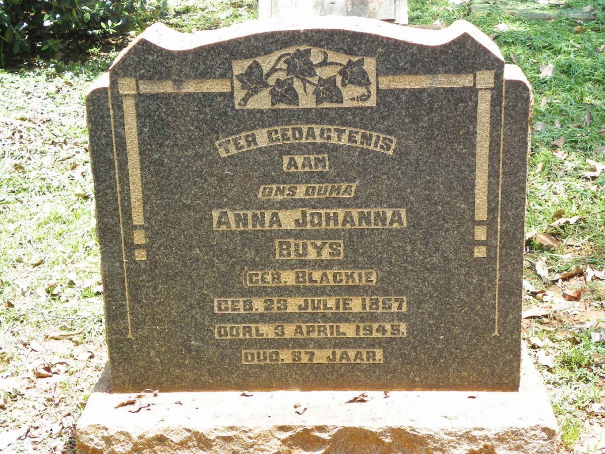 BUYS Anna Johanna nee BLACKIE 1857-1945