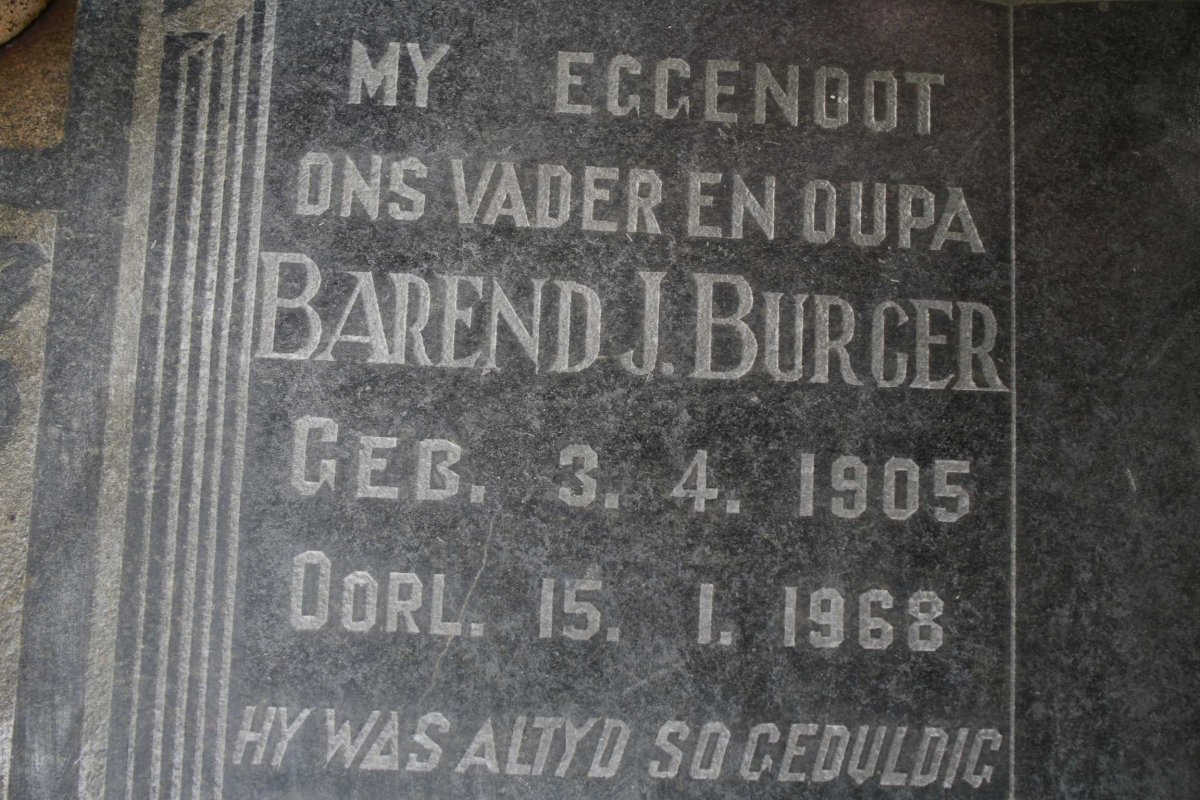 BURGER Barend J. 1905-1968