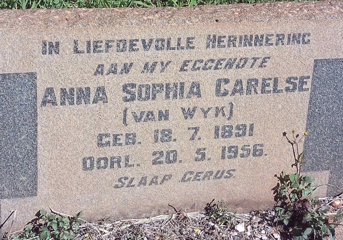 CARELSE Anna Sophia nee VAN WYK 1891-1956