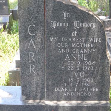 CARR Ivo 1903-1981 &amp; Anne 1904-1973