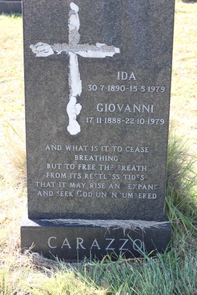 CARAZZO Giovanni 1888-1979 &amp; Ida 1890-1979