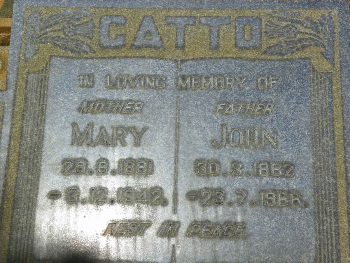 CATTO John 1882-1966 &amp; Mary 1881-1942 :: HAYWARD Gladys Jane 1908-1988