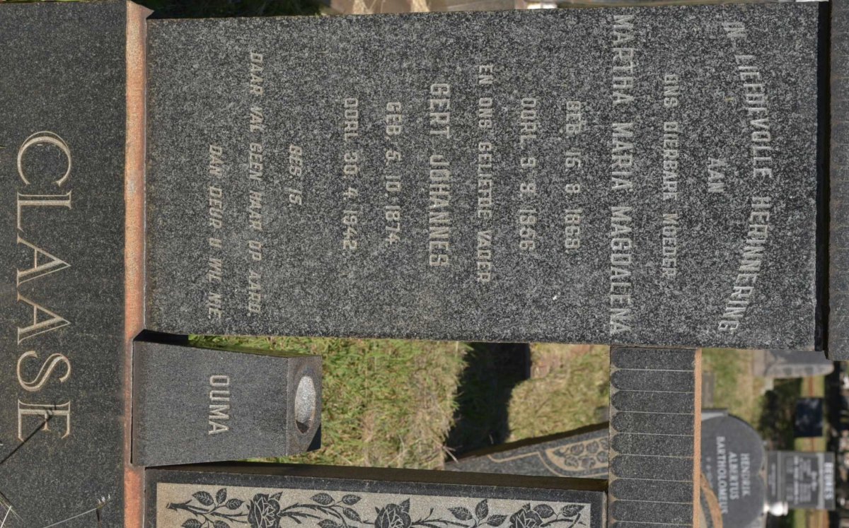 CLAASE Gert Johannes 1874-1942 &amp; Martha Maria Magdalena 1868-1956