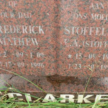CLARKE Frederick Mathew 1909-1996 &amp; Stoffelina E.A. 1916-1995
