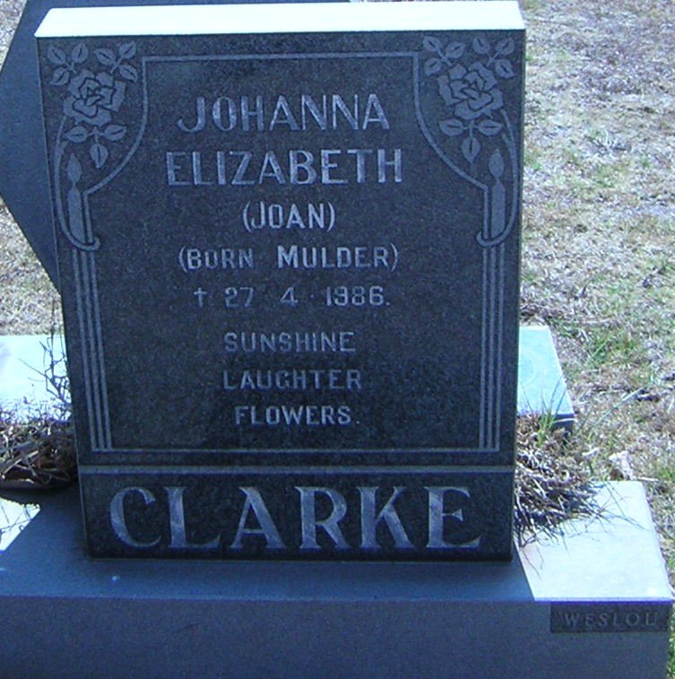 CLARKE Johanna Elizabeth nee MULDER -1986