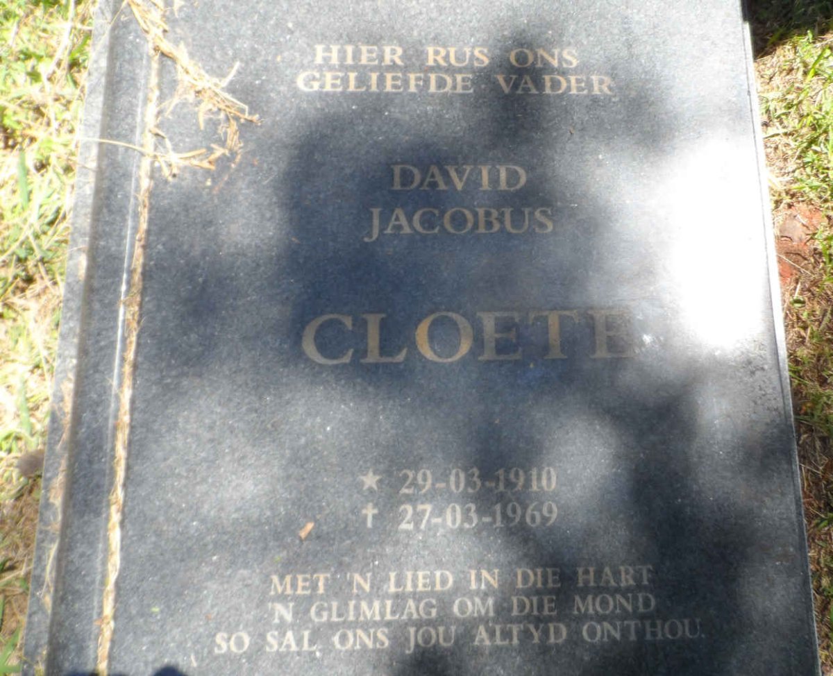 CLOETE David Jacobus 1910-1969