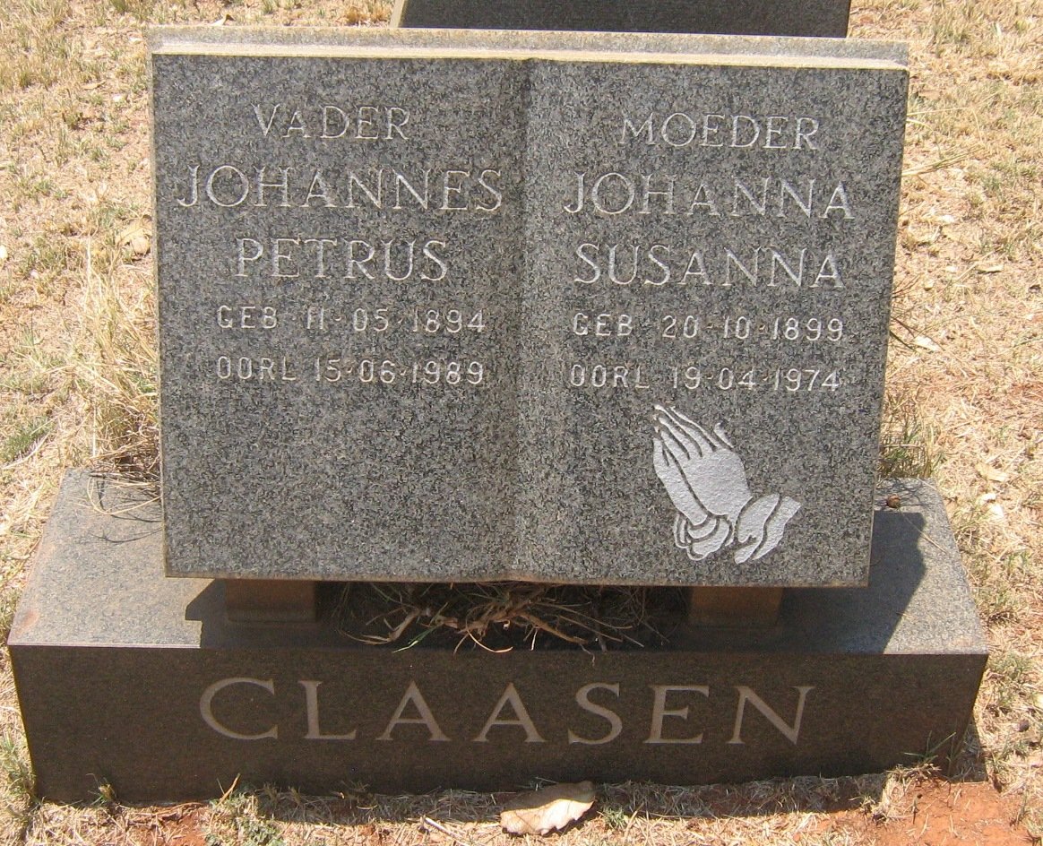 CLAASEN Johannes Petrus 1894-1989 &amp; Johanna Susanna 1899-1974