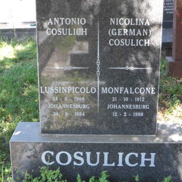 COSULICH Antonio 1909-1984 &amp; Nicolina GERMAN 1912-1989
