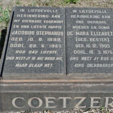 COETZER Jacobus Stephanus 1899-1957 &amp; De Mara Elizabeth BESTER 1903-1976