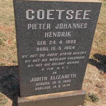 COETSEE Pieter Johannes Hendrik 1889-1964 &amp; Judith Elizabeth 1893-1976
