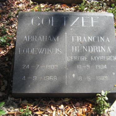 COETZEE Abraham Lodewikus 1903-1968 &amp; Francina Hendrina MYBURGH 1904-1989