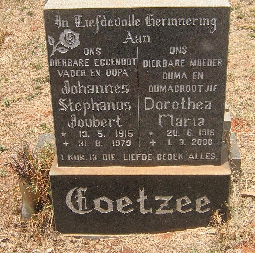 COETZEE Johannes Stephanus Joubert 1915-1979 &amp; Dorothea Maria 1916-2006