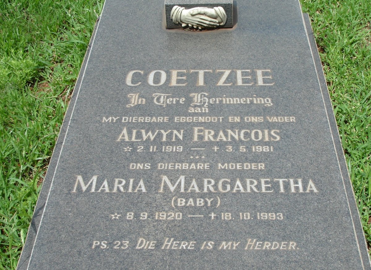 COETZEE Alwyn Francois 1919-1981 &amp; Maria Margaretha 1920-1993