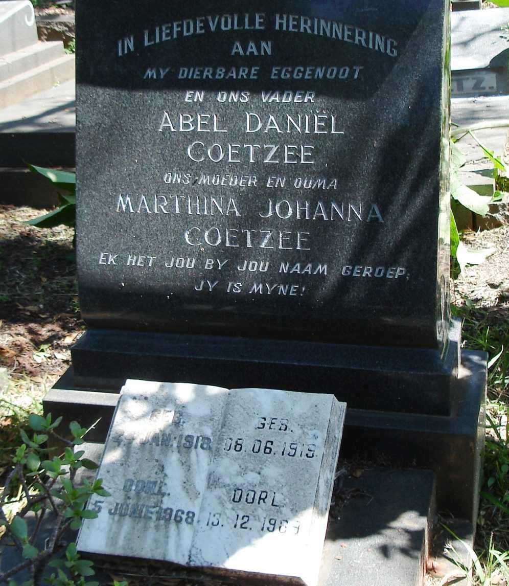 COETZEE Abel Daniel 1918-1968 &amp; Marthina Johanna 1919-1989