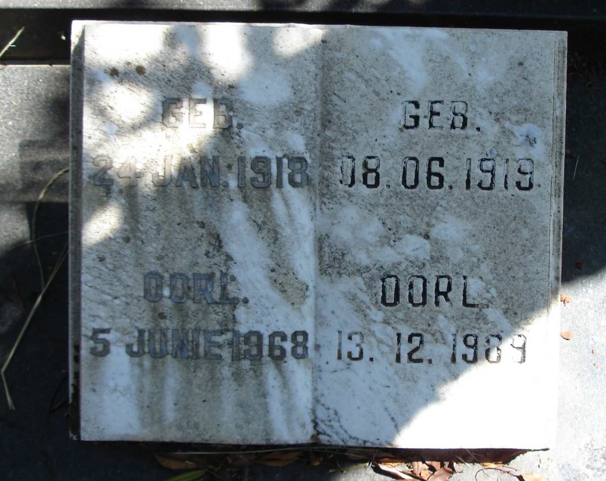 COETZEE Abel Daniel 1918-1968 &amp; Marthina Johanna 1919-1989