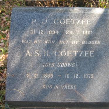 COETZEE P.J. 1894-1968 &amp; A.S.H. GOUWS 1899-1973