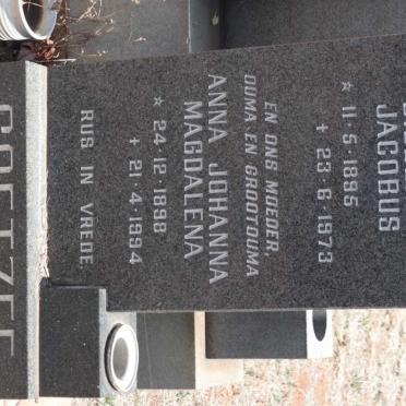 COETZEE Diederik Jacobus 1895-1973 &amp; Anna Johanna Magdalena 1898-1994