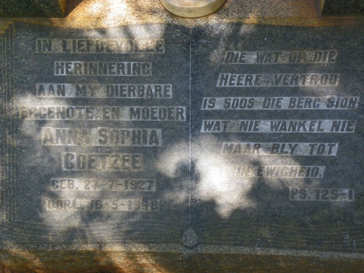 COETZEE Anna Sophia 1927-1948