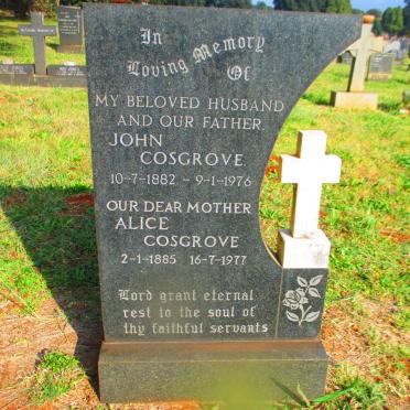 COSGROVE John 1882-1976 &amp; Alice 1885-1977
