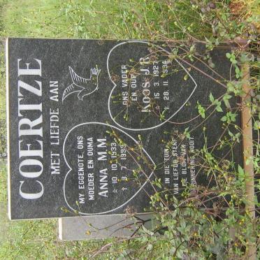 COERTZE Koos J.R. 1927-1994 &amp; Anna M.M. 1933-1993