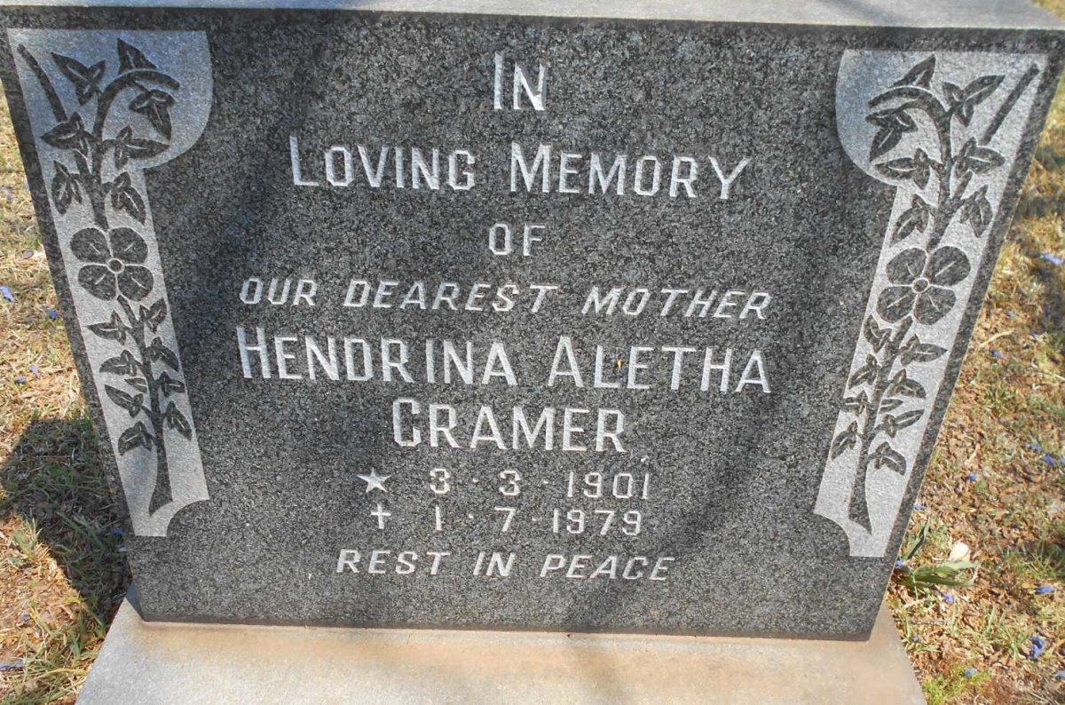 CRAMER Hendrina Aletha 1901-1979