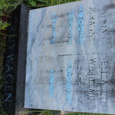 CRUYWAGEN Adrian Johannes 1884-1981 &amp; Elizabeth Wilhelmina 1892-1985