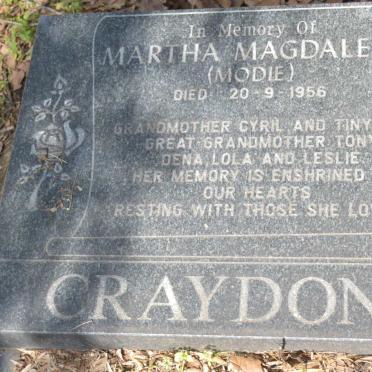 CRAYDON Martha Magdalene nee MODIE -1956