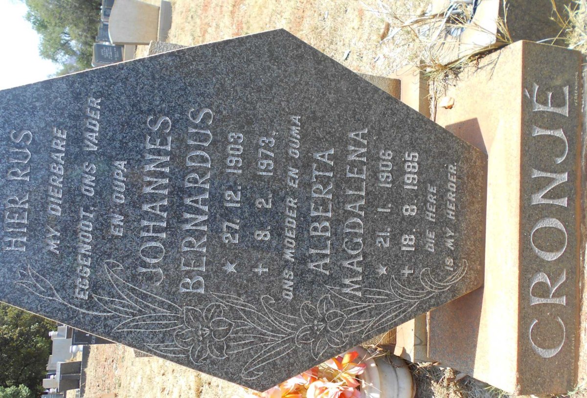 CRONJÉ Johannes Bernardus 1903-1973 &amp; Alberta Magdalena 1906-1985