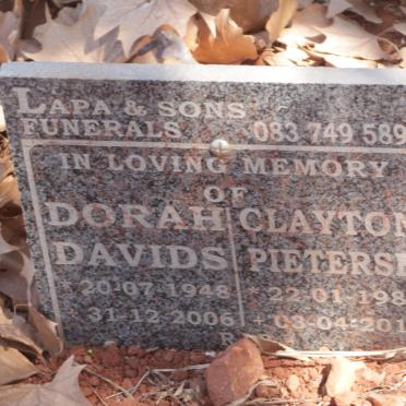DAVIDS Dorah 1948-2006 :: PIETERSE Clayton 1985-2017