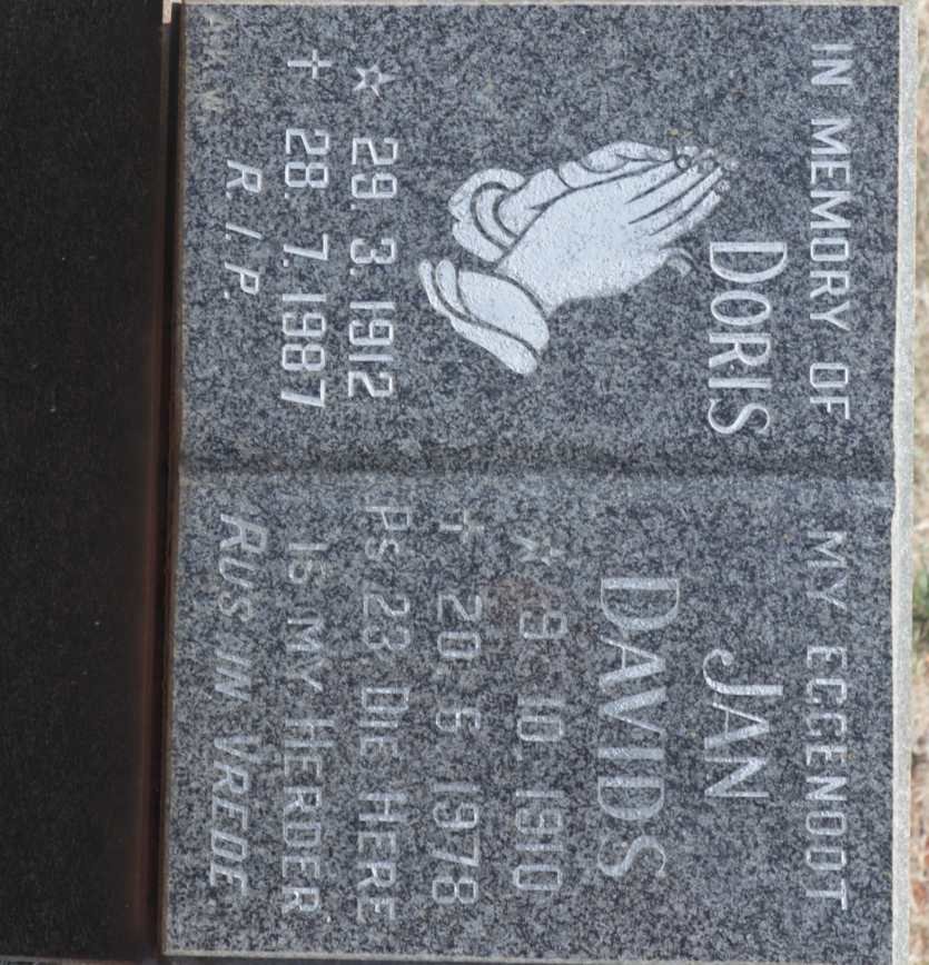 DAVIDS Jan 1910-1978 &amp; Doris 1912-1987