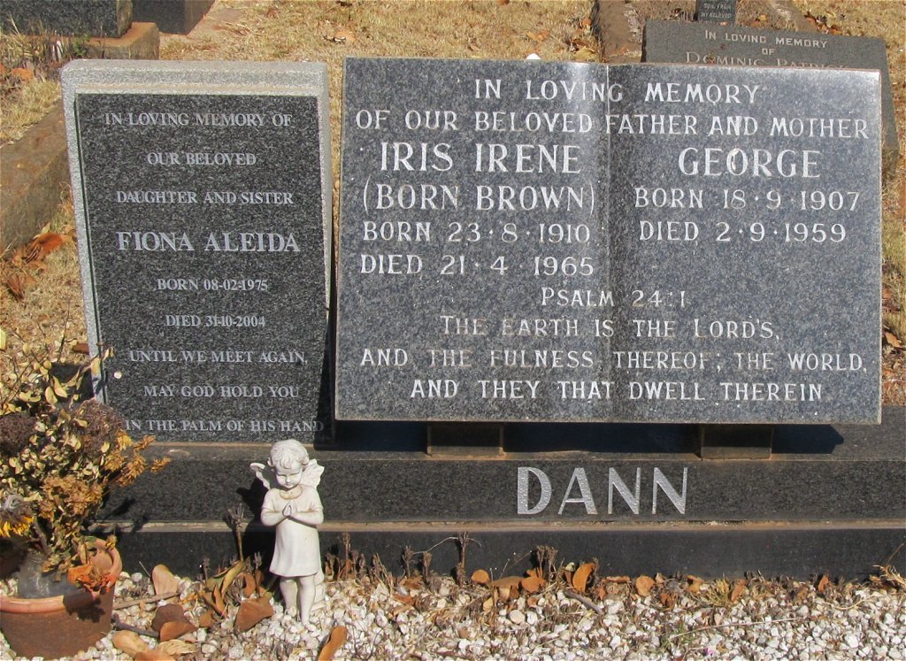DANN George 1907-1959 &amp; Iris Irene BROWN 1910-1965 :: DANN Fiona Aleida 1975-2004