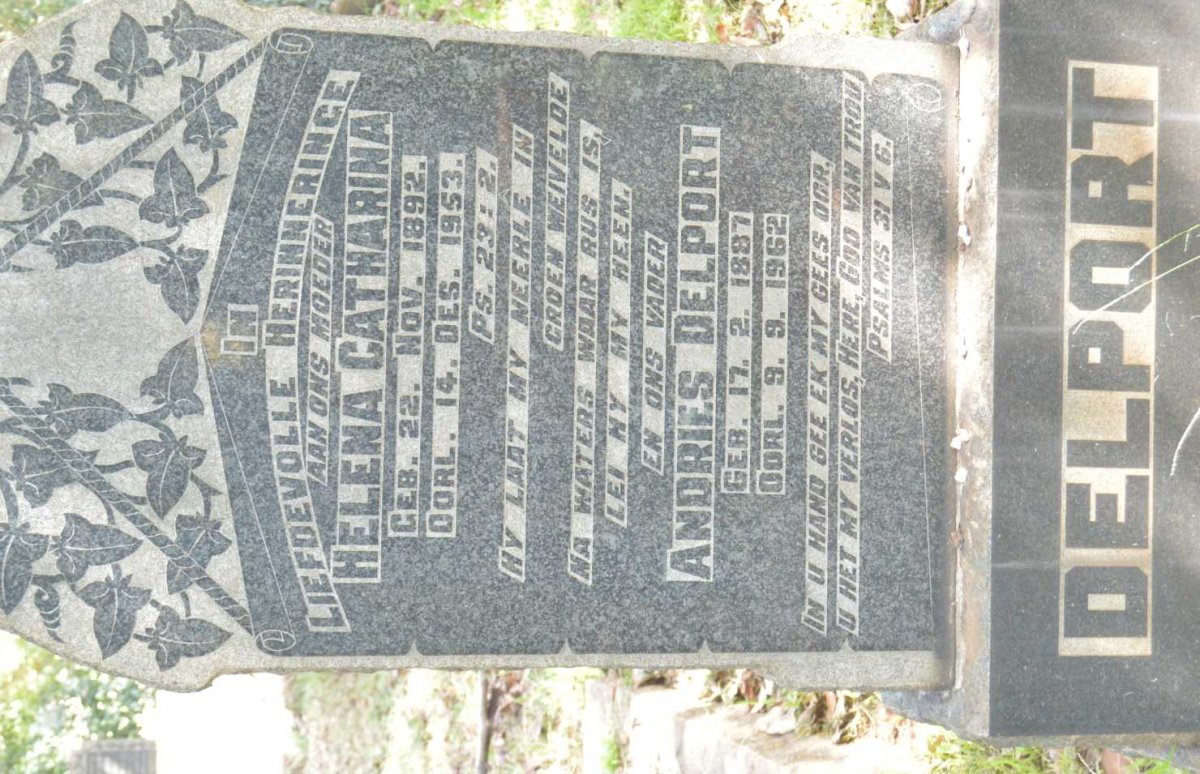 DELPORT Andries 1887-1962 &amp; Helena Catharina 1892-1953