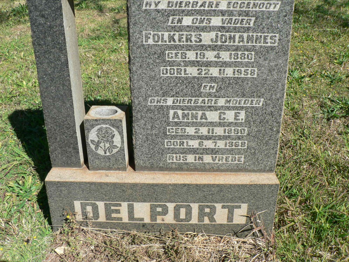 DELPORT Folkers Johannes 1880-1958 &amp; Anna C.E. 1880-1968