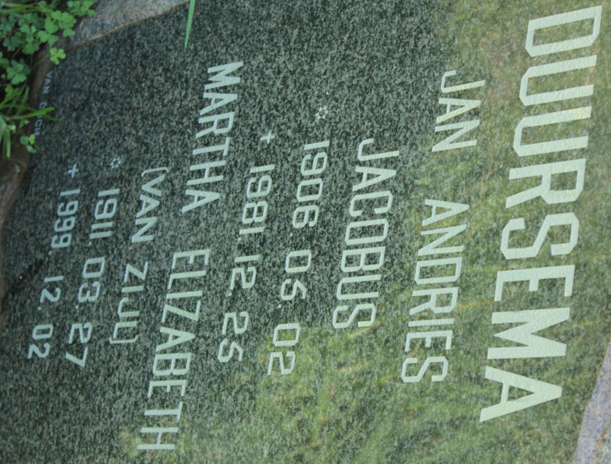 DUURSEMA Jan Andries Jacobus 1906-1981 &amp; Martha Elizabeth VAN ZIJL 1911-1999